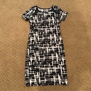 Shein Black and White Print Bodycon Dress Small